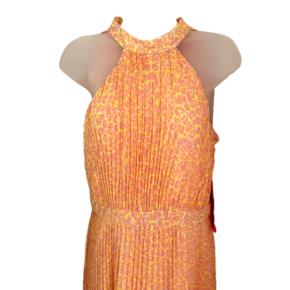 NWT Betsey Johnson Maxi Dress SZ 4 Pleated Pink Animal Print Prom Event Party - Picture 2 of 11